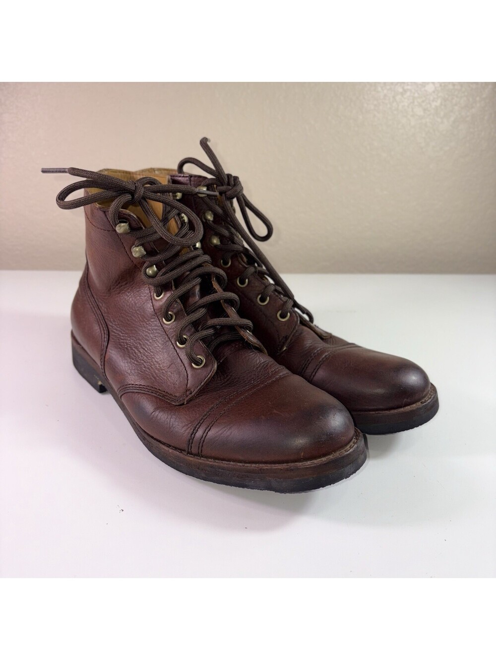 Polo Ralph Lauren Enville Boots Men’s 12 D Brown Leather Cap Toe Lace Up